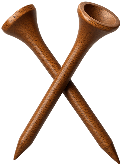 Crossed wooden golf tees